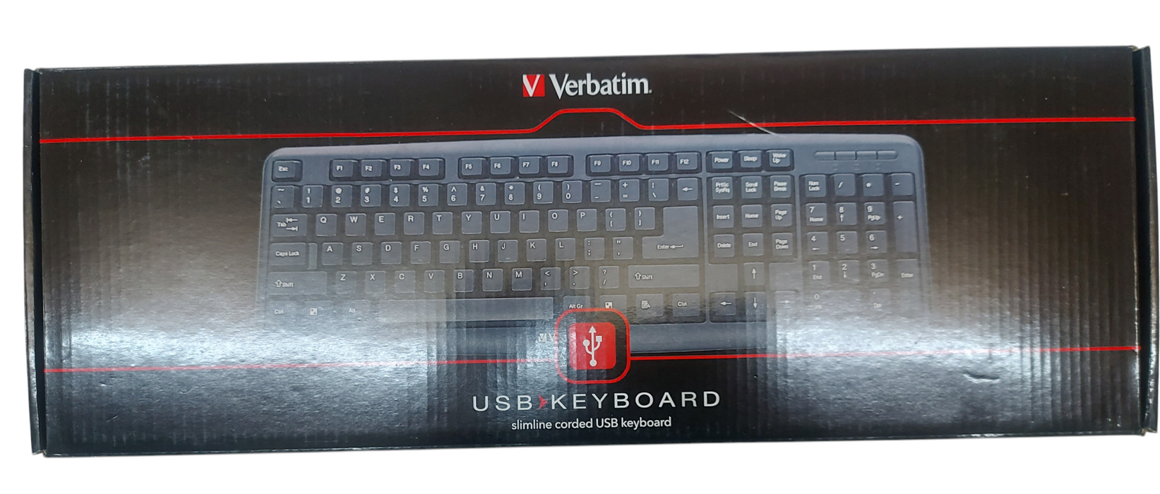 Lot 2x - Verbatim slimline corded USB keyboard