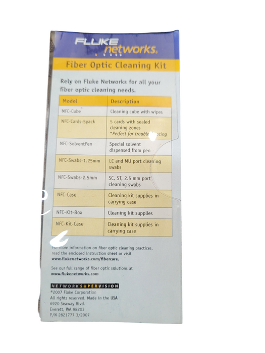 Fluke networks Fiber Optic Cleaning Kit