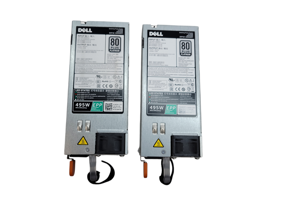 Lot of 2x - Dell 495W EPP 80 PLUS PLTATINUM SERVER PSU (D495E-S1) %