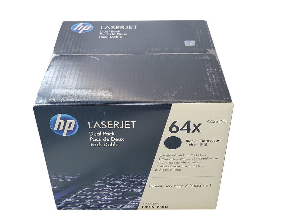 Genuine HP 64X Black Dual Pack Toners High Volume Print Capacity CC364XD _
