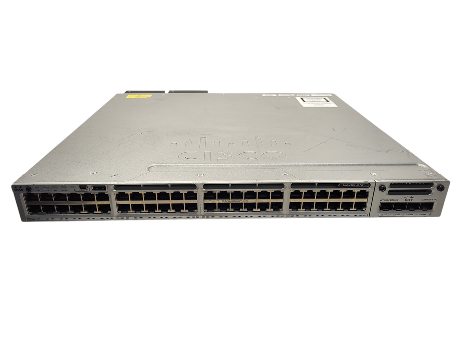 Cisco WS-C3850-48F-S GbE PoE+ Switch w/ 2x 1100W PSU, C3850-NM-4-10G Q$
