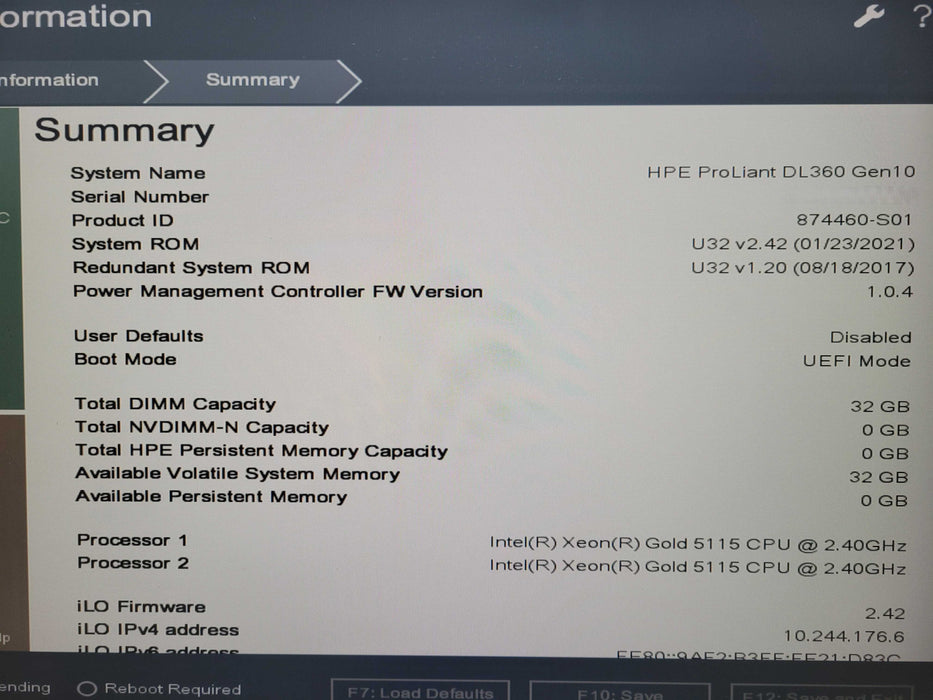 HPE ProLiant DL360 Gen10 2.5" Gold 5115 32GB RAM P408i-a SR Gen10 2x PSU !