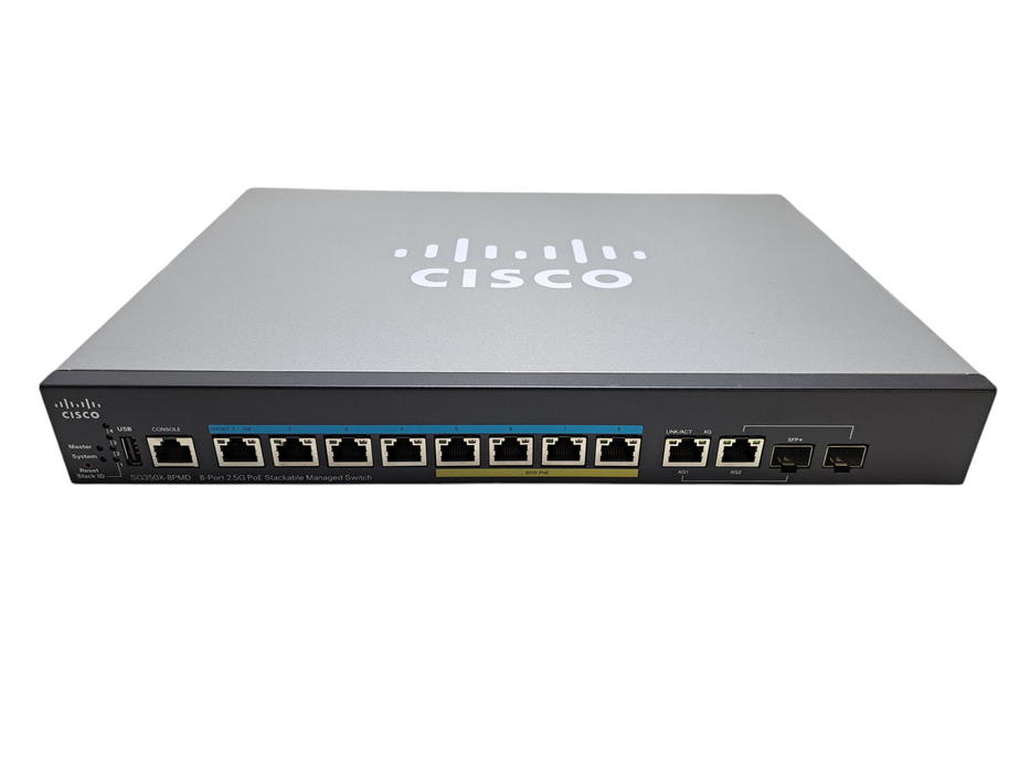 Cisco SG350X-8PMD-K9 V03 | 8-Port 2.5G PoE Stackable Managed Switch