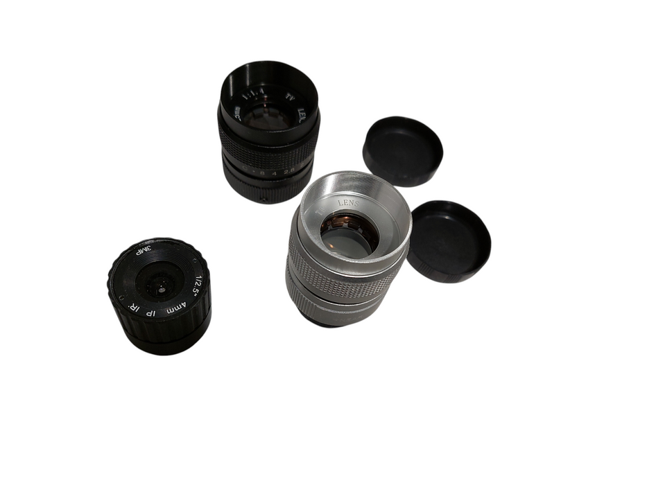 Bundle of 3 Camera Lens Attachments TV Lens 25mm 1:-1.4 & 1/2.5- 4mm  =