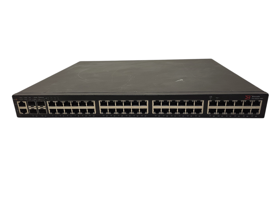 Brocade ICX 6450-48P | 48-Port Gigabit PoE+ Switch w/ 4x 1/10G SFP+ Q$