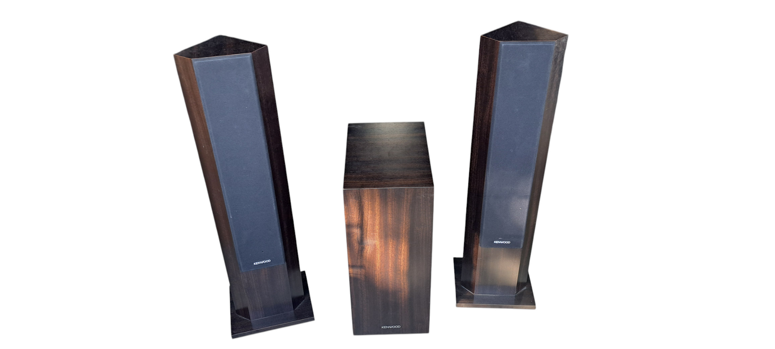 Vintage Wooden Kenwood Super Woofer System Bundle – LS-W900 + 2× JL-S370