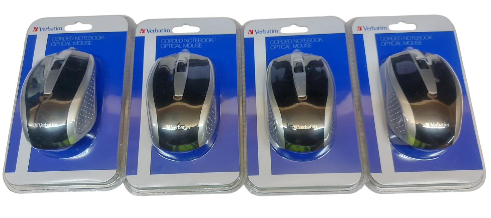 Lot 4x - Verbatim Corded Notebook Optical Mouse - Grey Q