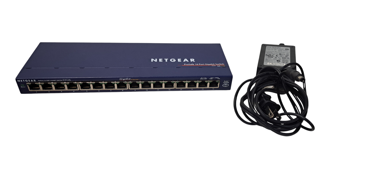 NETGEAR GS116 16-Port Ethernet Switch with ADAPTER