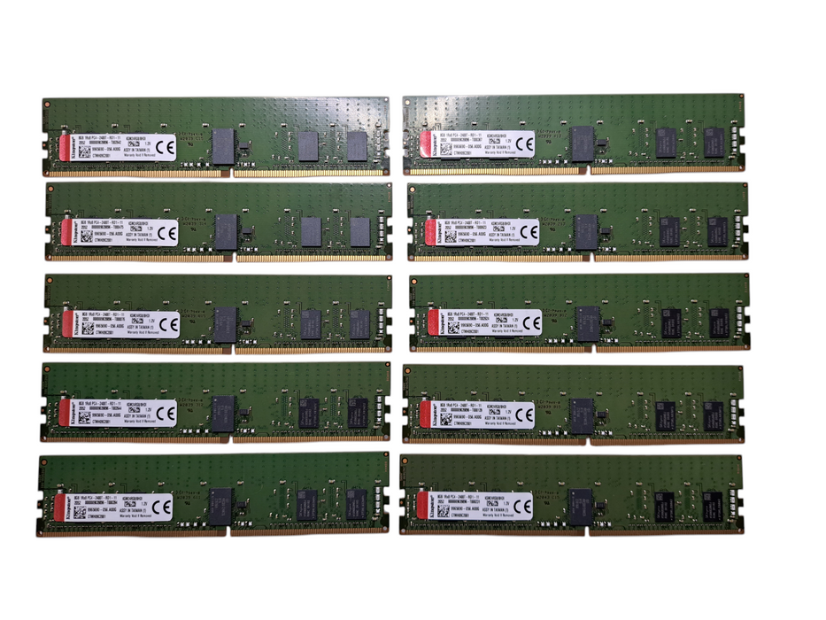 Lot of 10x Kingston 8GB 1Rx8 PC4-2400T-RD1-11 | DDR4 Server Memory