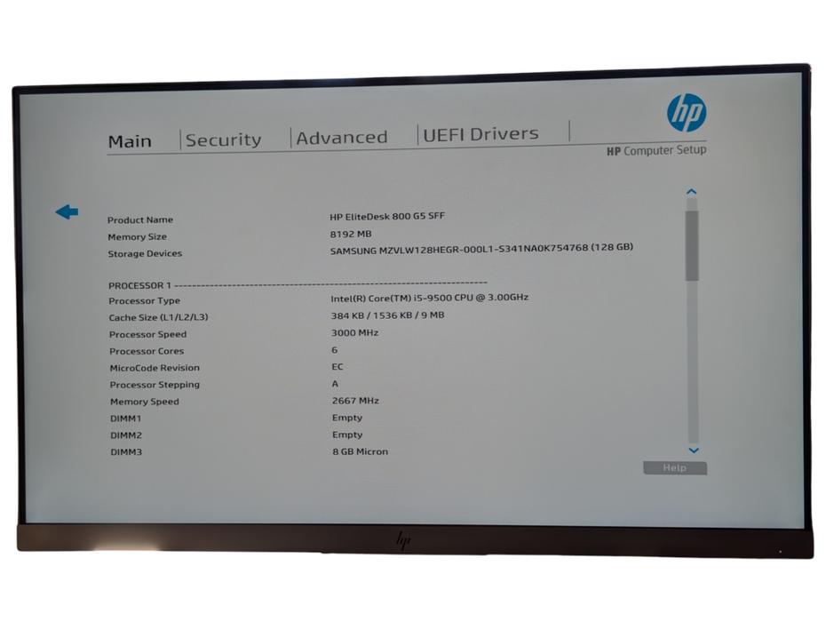 HP EliteDesk 800 G5 SFF Intel Core i5-9500 8GB RMA 128GB NVMe SSD  Q-