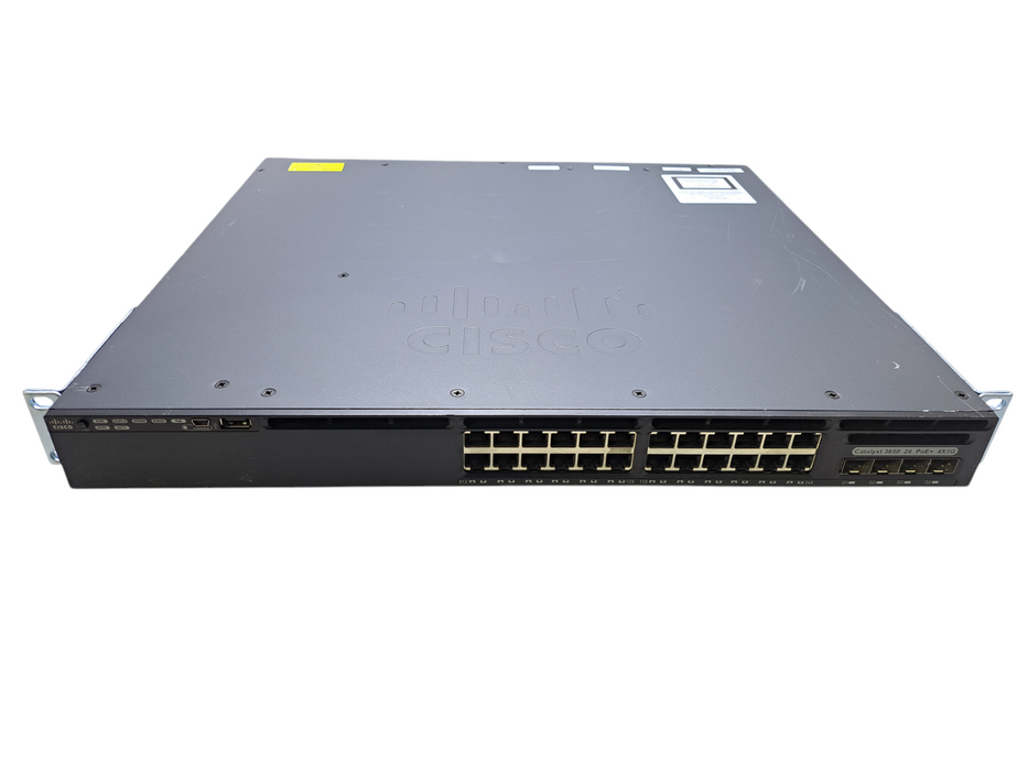 Cisco WS-C3650-24PS-S | 24-Port Gigabit PoE+, 4x SFP Switch w/ 1x 640W PSU