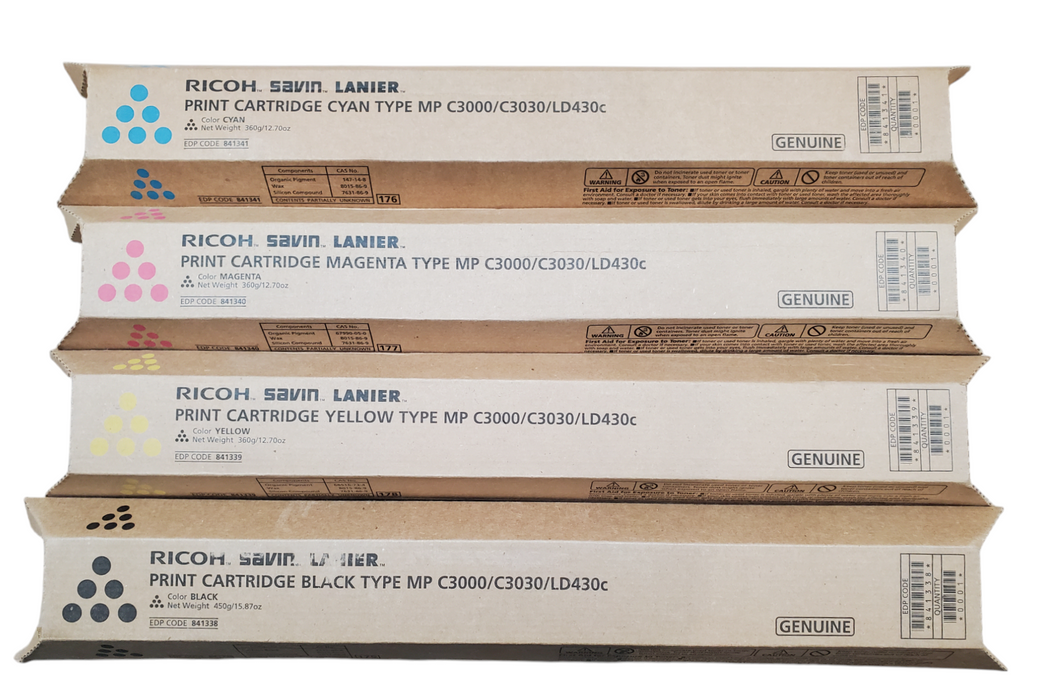 Lot 4x Ricoh Savin Lanier C3000 Toner CMYK - New Open Box