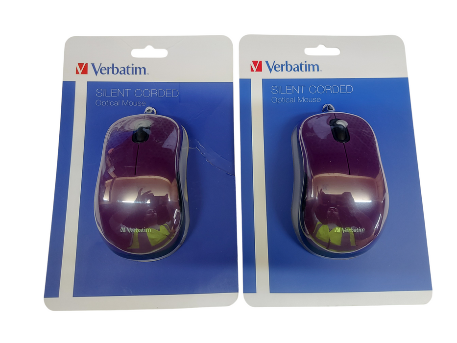 Lot 2x - Verbatim Silent Corded Optical Mouse - Indigo