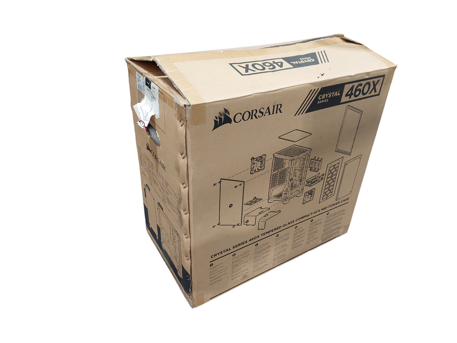 Corsair Crystal Series 460X Computer Case / Shell (Like New) Red Led Fan =