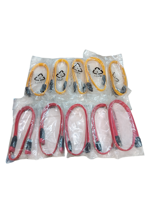 LOT OF 10x Gigabyte SATA CABLES - Orange/Red Serial ATA SATA Cable 60cm Q
