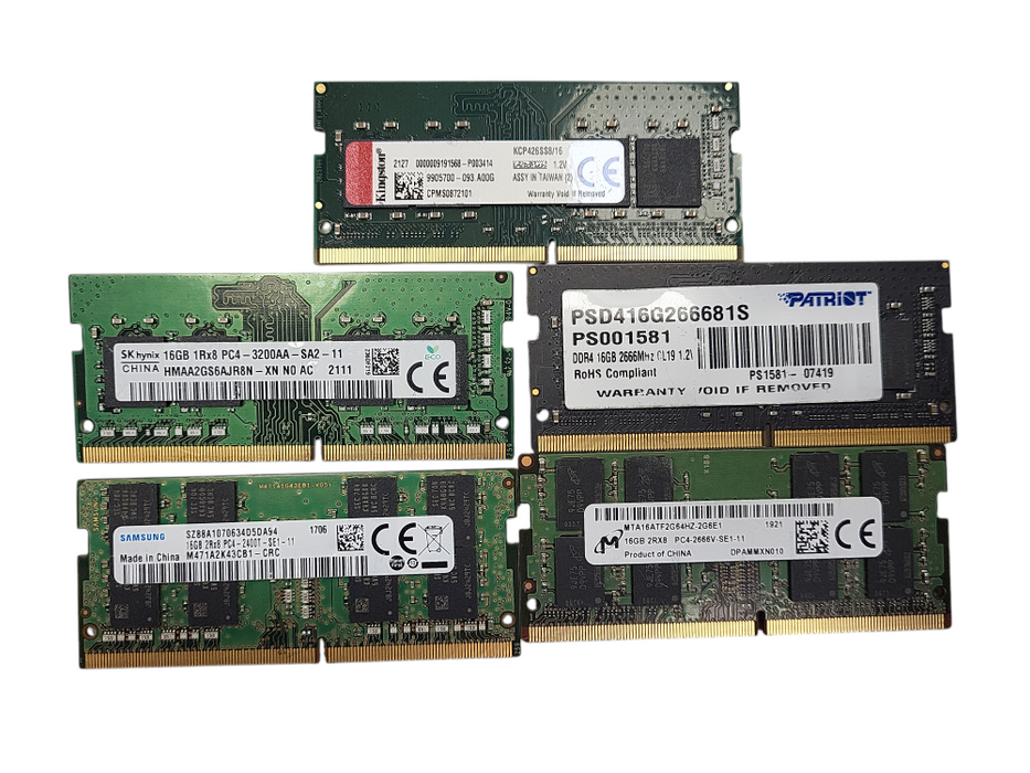 Lot of 5x Various brands 16GB PC4 Laptop RAM $