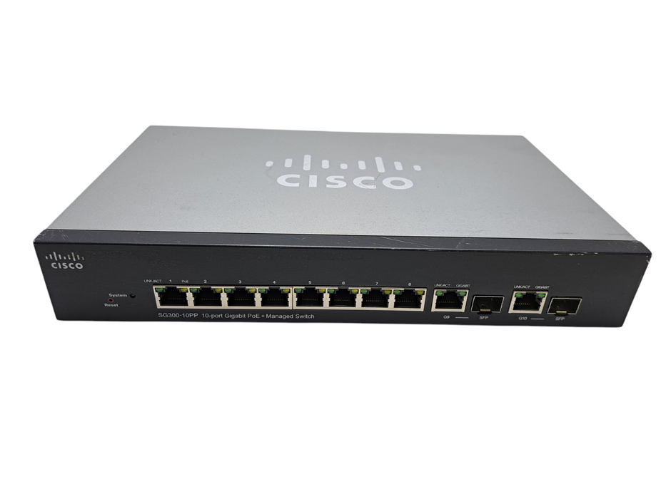 Cisco SG300-10PP-K9 | 10-Port Gigabit PoE+ Managed Switch )