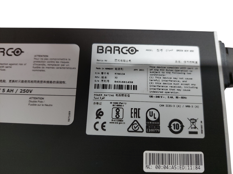 Barco Model: Green BCM Box  =