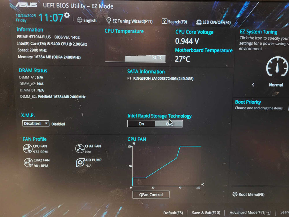 Custom PC | Asus PRIME H370M-PLUS i5-9400 CPU 16GB DDR4 240GB SSD CX450M Q$