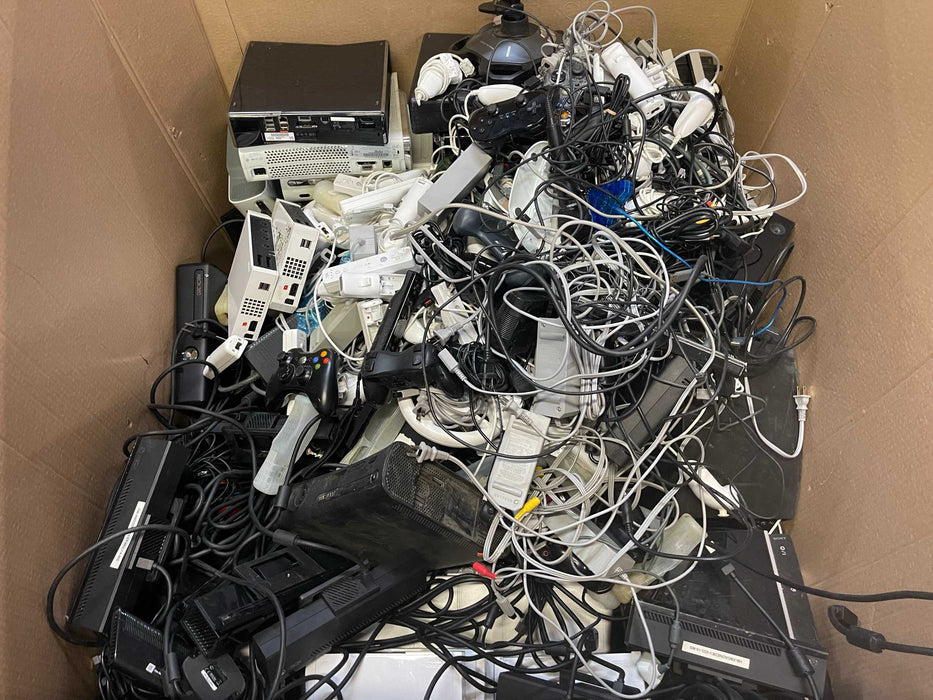 Bin of Approx 500lbs Miscellaneous Gaming Consoles/Accessories AS-IS