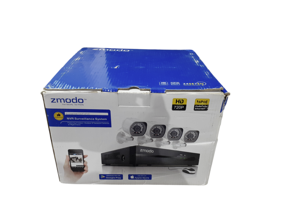 Zmodo 4CH 720P Simplified PoE NVR System with 4 HD Cameras