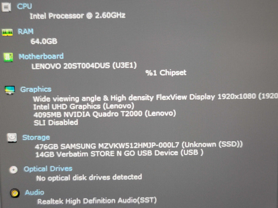 Lenovo ThinkPad P15 Gen 1 i7-10750H 64GB DDR4 Quadro T2000 512GB NVMe β Lap200