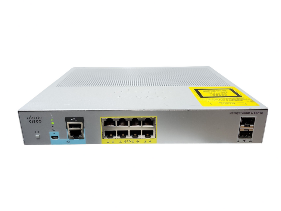 Cisco WS-C2960L-8PS-LLv01, 8-Port Gigabit PoE+ 2x SFP Silent Managed Switch