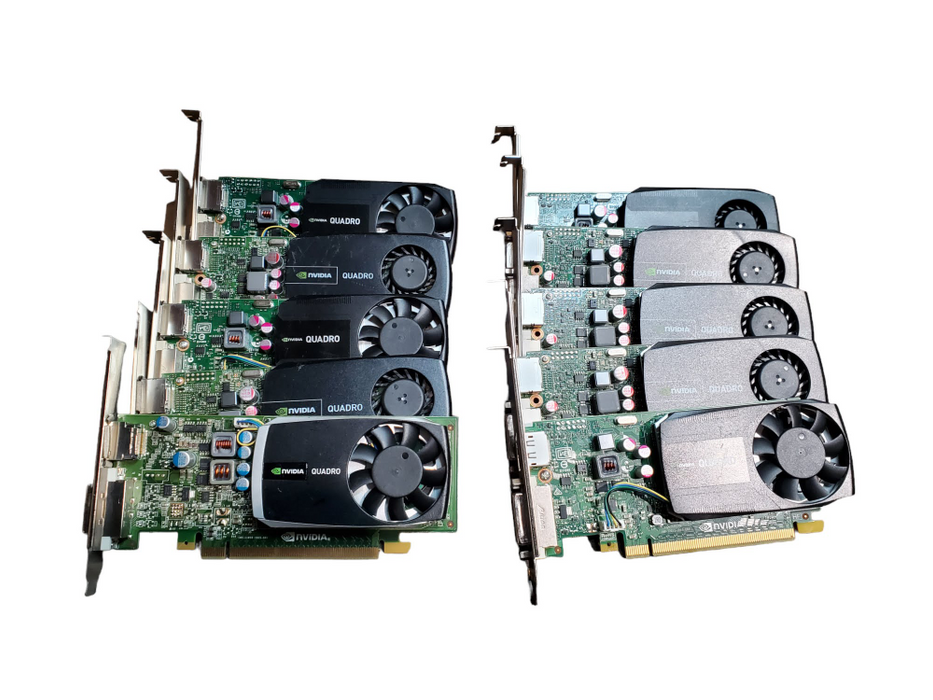 Lot of 10x Assorted Low-Profile Quadro GPUs @