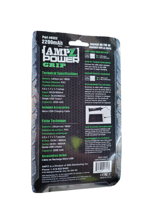 WASP 9322 Power Grip Portable Charger, 5V, WASPcam, Black