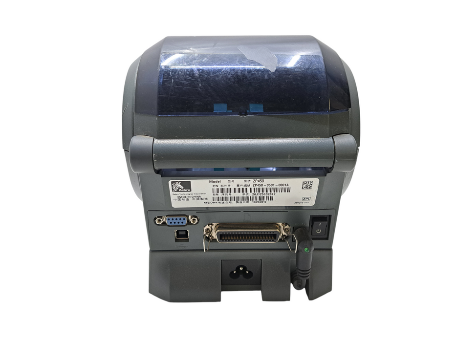 Zebra ZP 450 Thermal Label Printer w/ Power Base | ZP450-0501-0001A )