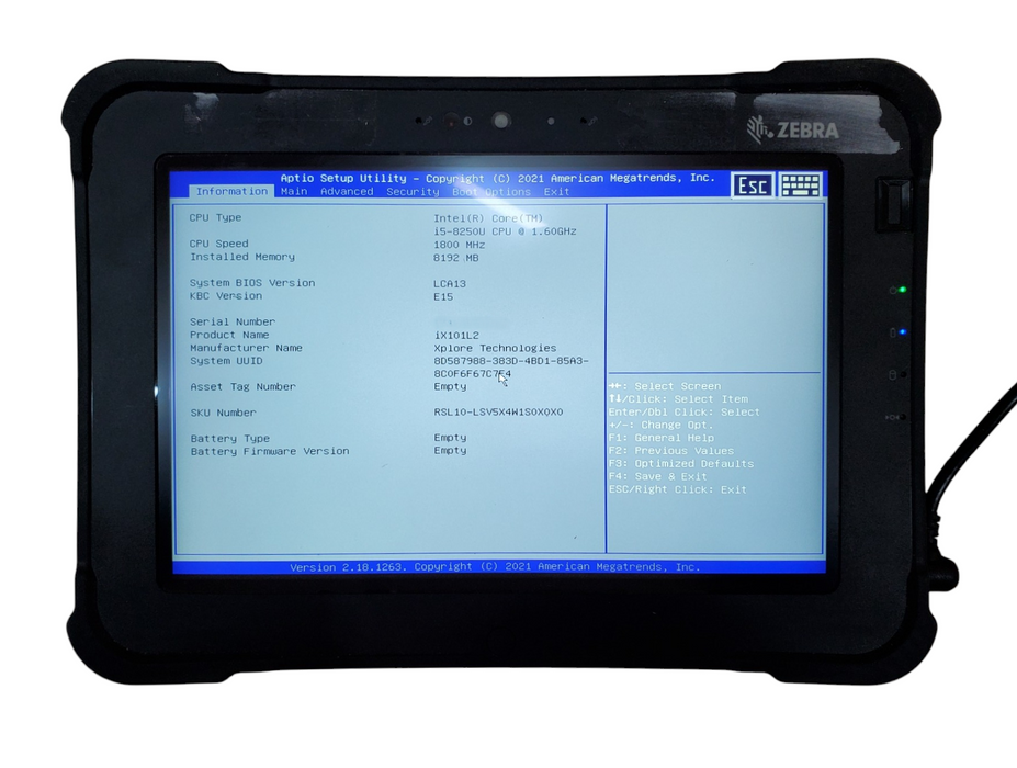 Zebra XPLORE XPAD iX101L2 i5-8250u 8GB RAM - No Battery/SSD Q