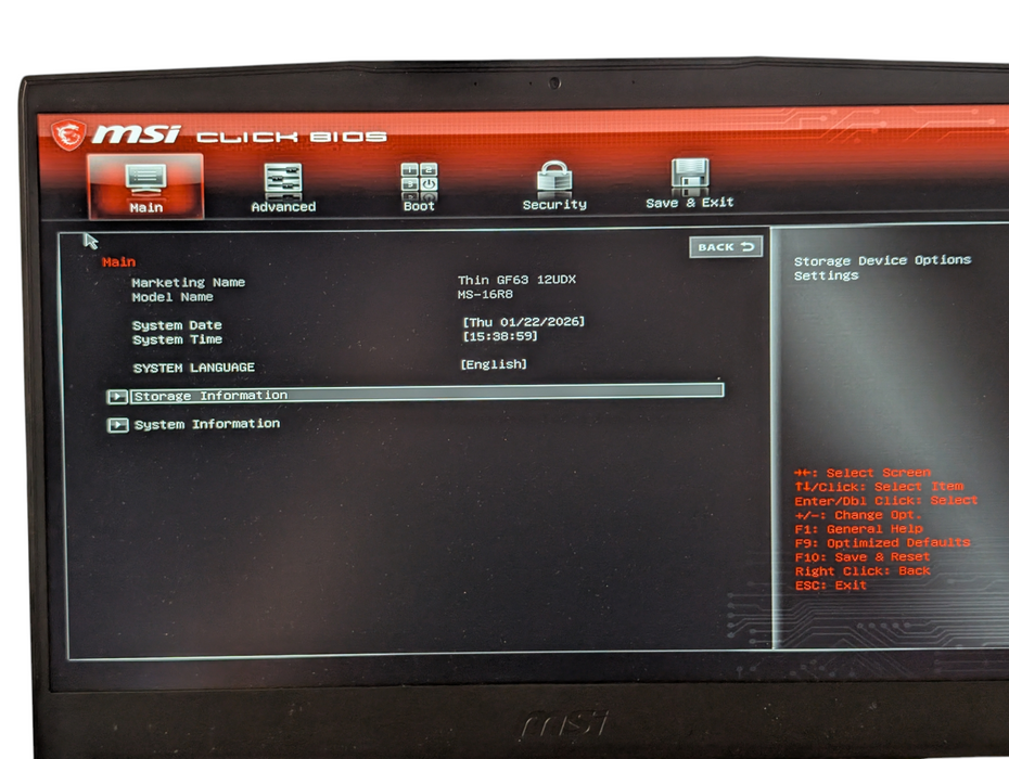 MSI Thin GF63 12UDX Intel Core i5-12450H 16GB RAM 512GB NVMe SSD  - Lap200