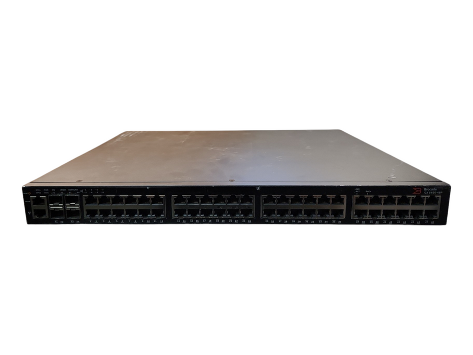 Brocade ICX6450-48P | 48-Port Gigabit PoE+ Switch | 4x 1/10G SFP+ Q