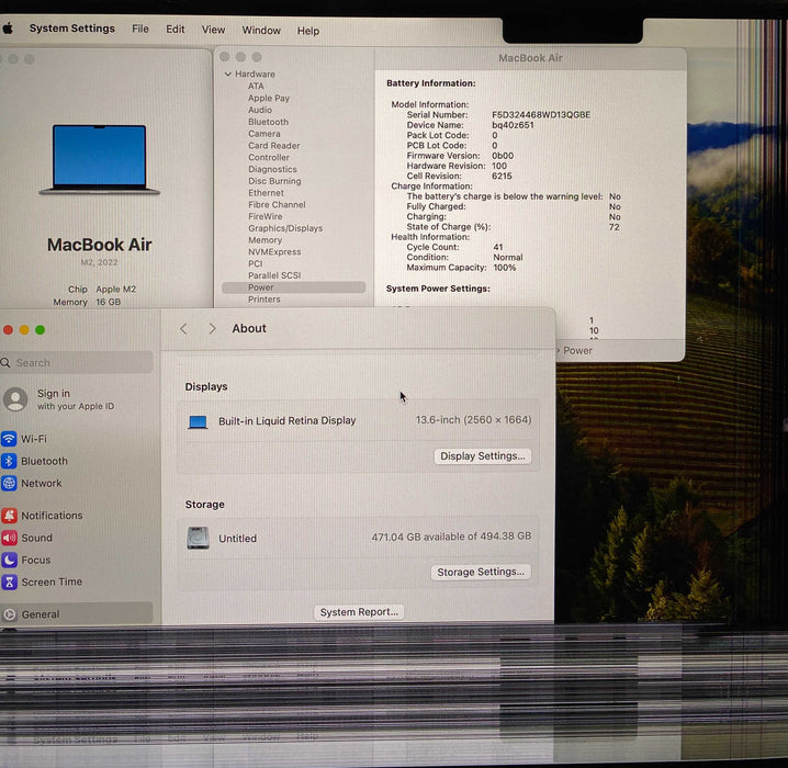 Apple MacBook Air M2 2022 16GB 512SSD Damaged LCD For Parts/Repair READ!