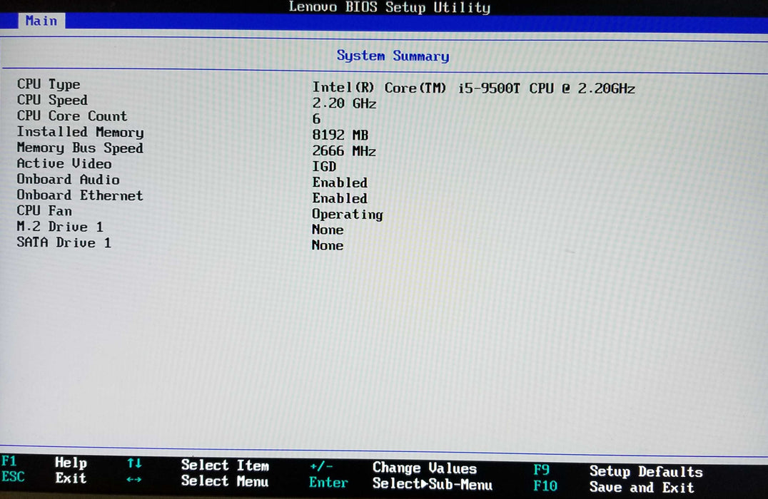 Lenovo ThinkCentre M720q Micro Core i5-9500T CPU 2.20GHz, 8GB RAM - No HDD Q