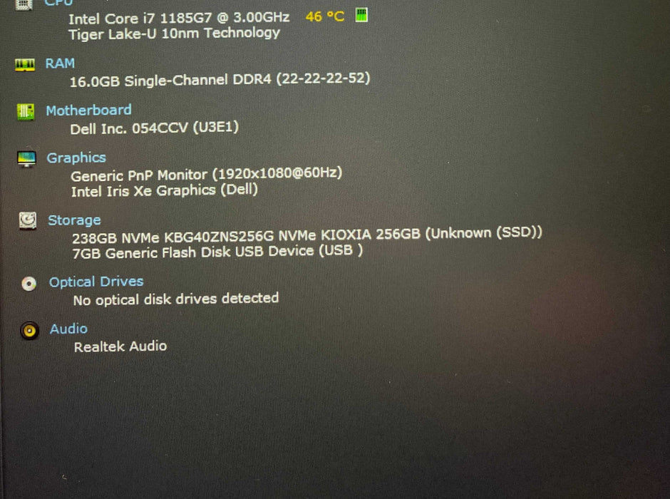 Dell Latitude 5420 Core i7-1185G7@3.00GHz 16GB RAM 256GB SSD READ  Lap200