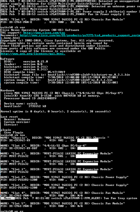 Cisco DS-C9396T-96ETK9 MDS 32G Fibre Channel switch, 96 Active Port, M9XT-F $