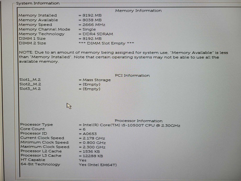 Dell OptiPlex 7080 Micro, i5-10500T 2.30GHz, 8GB DDR4, 256GB NVMe !