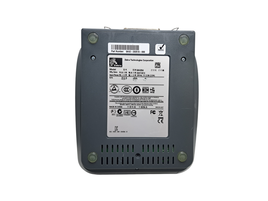 Zebra GK420d Thermal Label Printer TESTED | GK42-202510-000 )