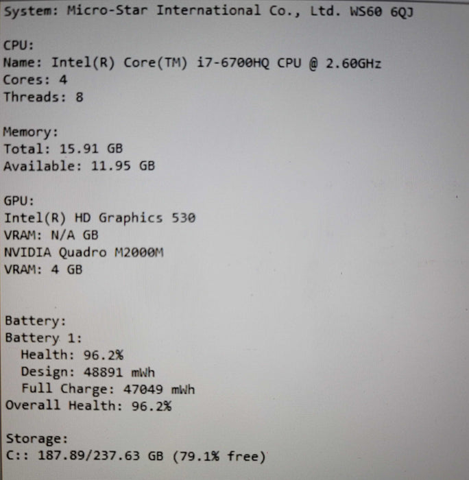 MSI GS60 i7-6700HQ 16GB RAM Quadro M2000 256GB SSD READ β BudLap