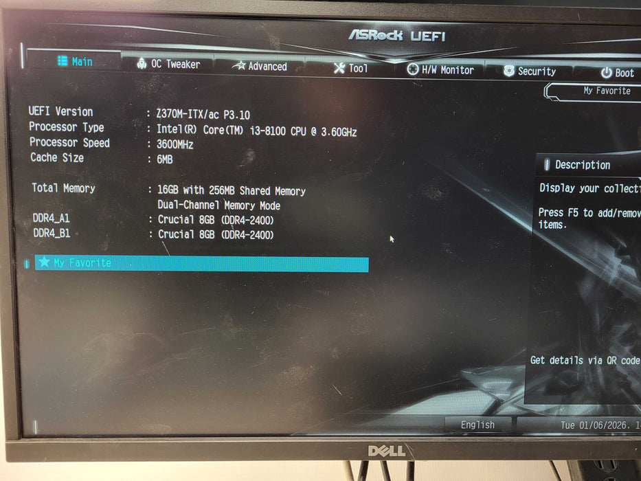 SuperLogics Industrial Desktop i3-8100 16GB DDR4 P/N:SL-1U-i3-AZ370I-GC $