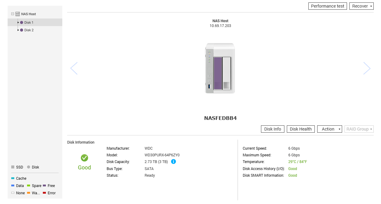 QNAP TS-231, 2 Bay NAS with 2x 3TB HDDs, No Power adapter