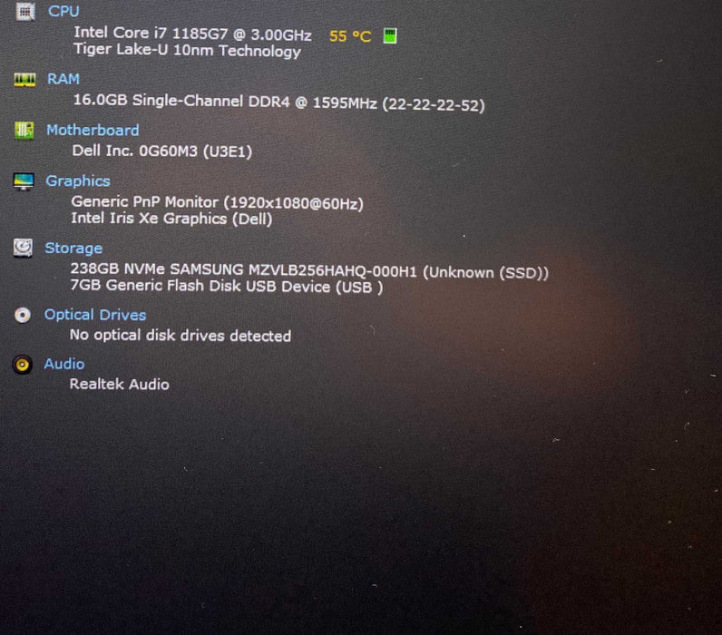 Dell Latitude 5520 Core i7-1185G7@3.00GHz 16GB RAM 256GB SSD READ  Lap200