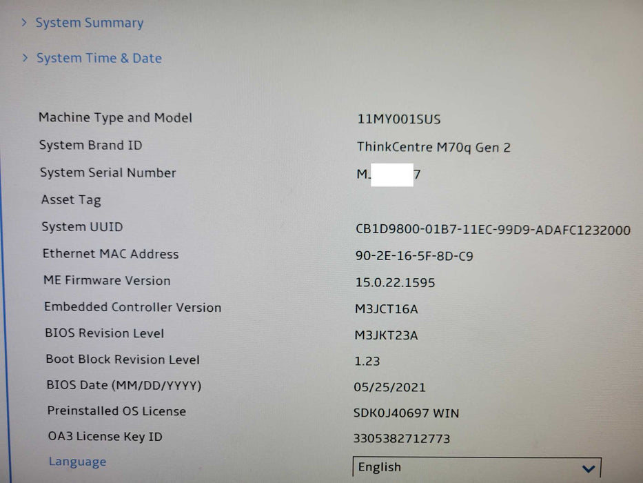 Lenovo ThinkCentre Mini M70q Gen2, Core i5-11400T 8GB RAM, 512GB M.2 _
