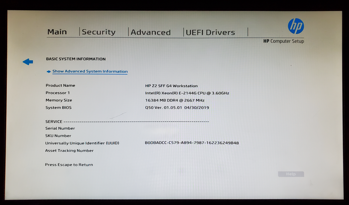 HP Z2 SFF G4 Workstation Intel Xeon E-2144G - No RAM/HDD/GPU