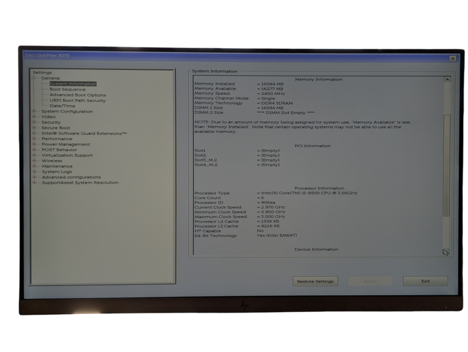 DELL OptiPlex 3070 Intel Core i5-9500 16GB RAM 3TB HDD SFF Desktop Tower  Q-