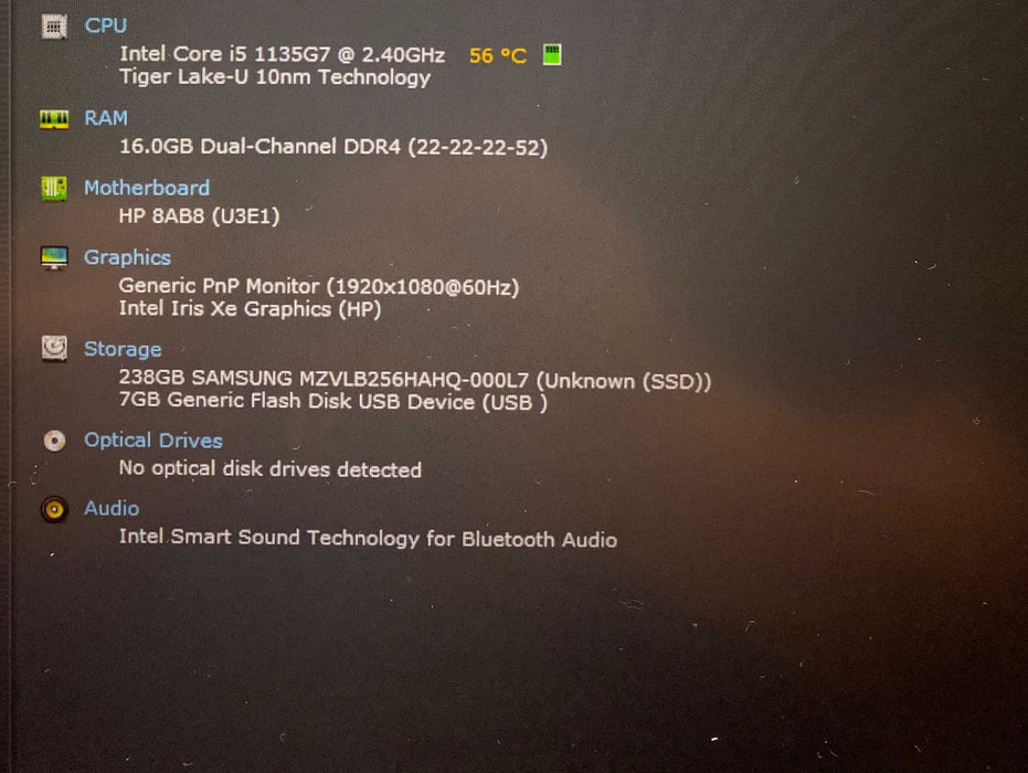 HP EliteBook 840 G8 Core i5-1135G7@2.40GHz 16GB RAM 256GB SSD Q Lap200