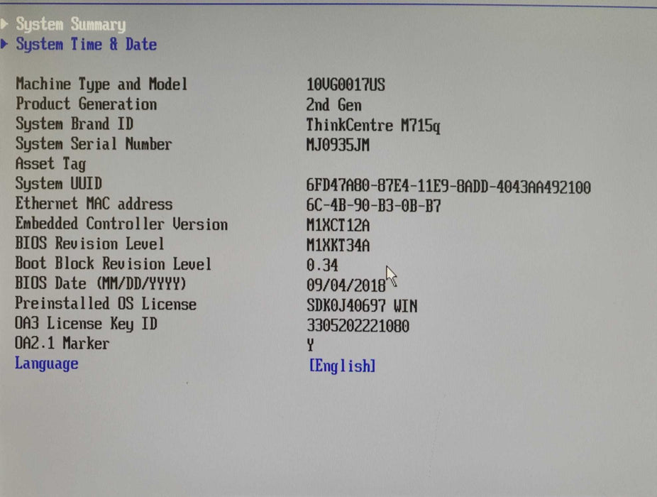 Lenovo ThinkCentre M715q - Ryzen 3 PRO 2200GE @ 3.20GHz 8GB RAM 256GB NVMe