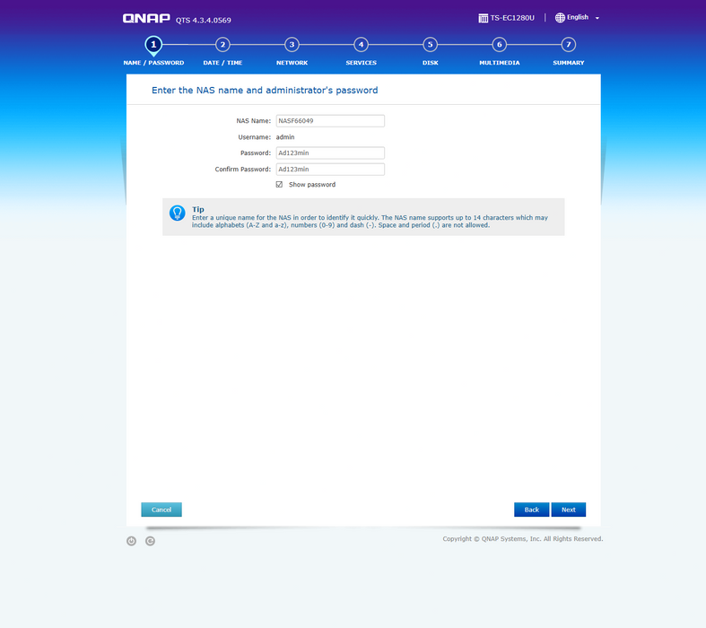 QNAP TS-EC1280U-RP 12-Bay NAS 8GB RAM w/ 4x 8TB HDDs