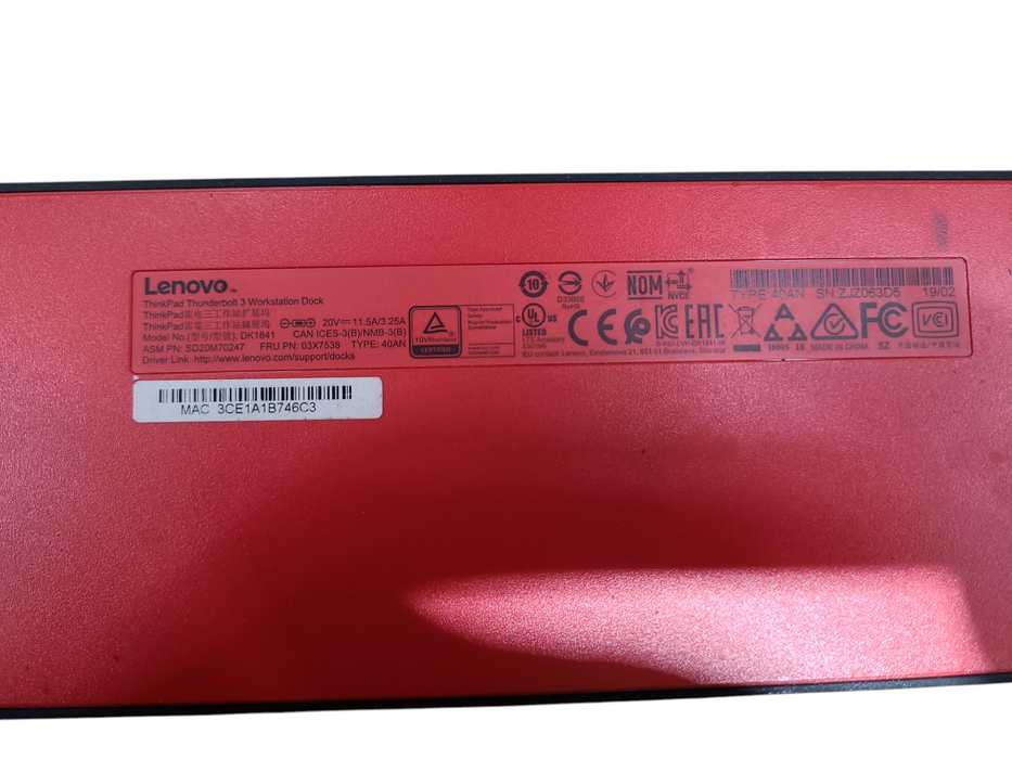 Lenovo ThinkPad Thunderbolt 3 Workstation Dock 40AN DK1841